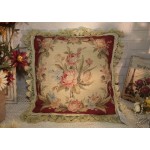 14" OLD VINTAge Country Chic Shabby Handmade Sofa Needlepoint Pillow Cushion